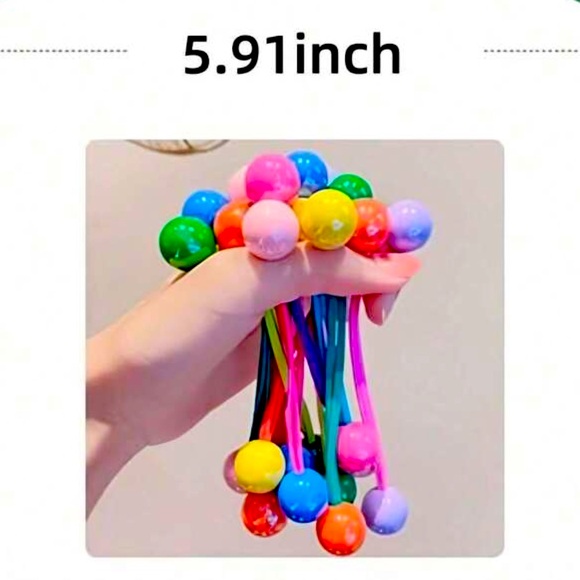 🟡🟢🟣🔵 COLORFUL ELASTIC BALL HAIR TIES FOR GIRLS❗️ 10 PIECES❗️🔵🟣🟢🟡 - Picture 5 of 5